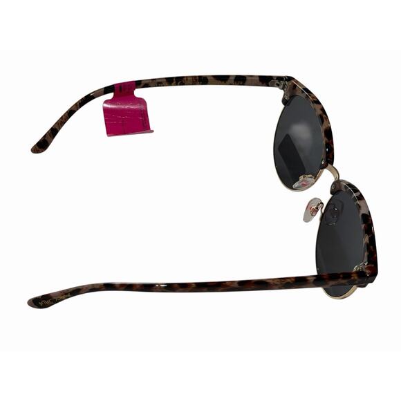Betsey Johnson Round Sunglasses Leopard Brown Frame Black Lens SR1122